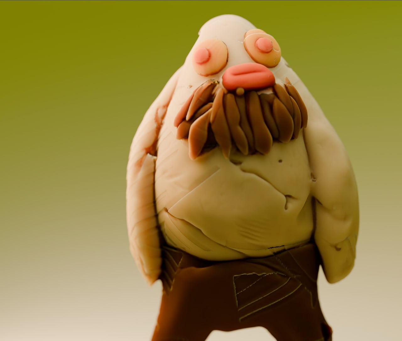 KUROKUR: moustached plasticine-look character built in Blender
