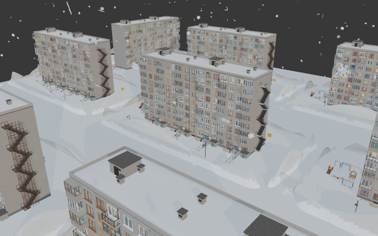 Procedural Panelka environment in snow