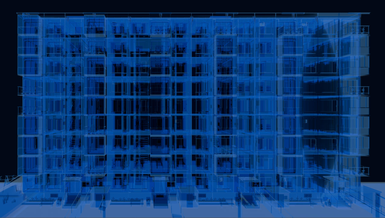 LUCID Panelka Generator X-ray view of a procedural residential block